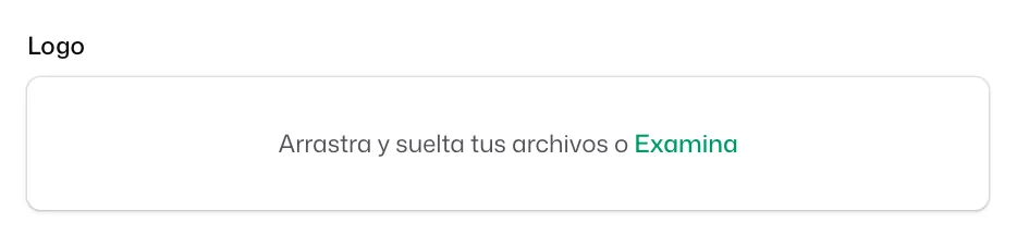 El campo «Logo», donde arrastras la imagen o pulsas «Examina»