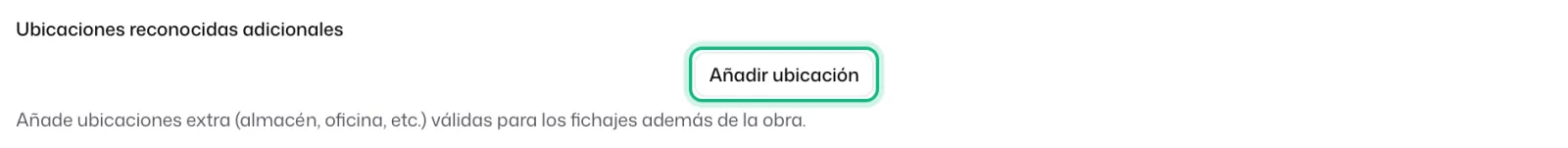 El apartado «Ubicaciones reconocidas adicionales», todavía vacío, con el botón «Añadir ubicación» señalado